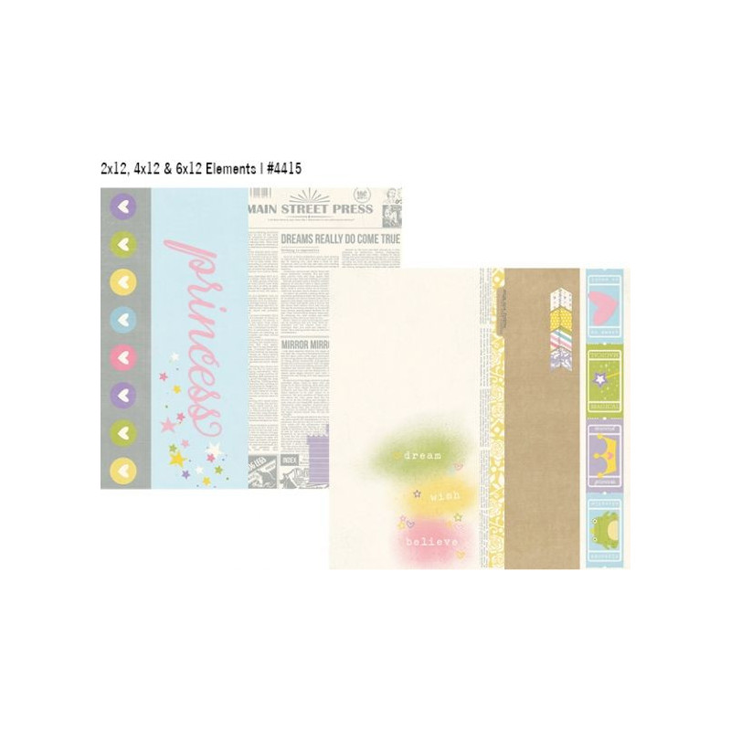 Simple Stories Enchanted 12 x 12 Scrapbook Paper - 2 x 12, 4 x 12 & 6 x 12 Elements