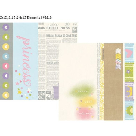 Simple Stories Enchanted 12 x 12 Scrapbook Paper - 2 x 12, 4 x 12 & 6 x 12 Elements