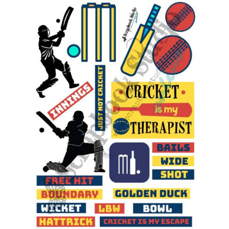 Scrapbook Studio Just Because SPORTS Cricket A4 Cut Out Sheet