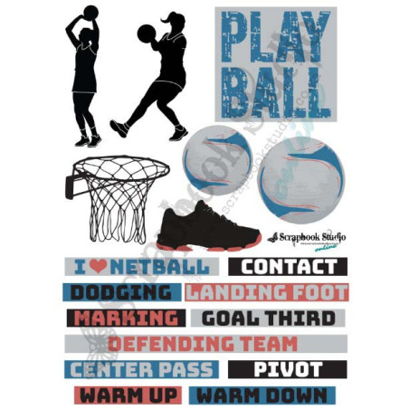 Scrapbook Studio Just Because SPORTS Netball A4 Cut Out Sheet