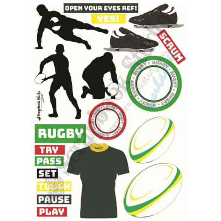 Scrapbook Studio Just Because SPORTS Rugby A4 Cut Out Sheet