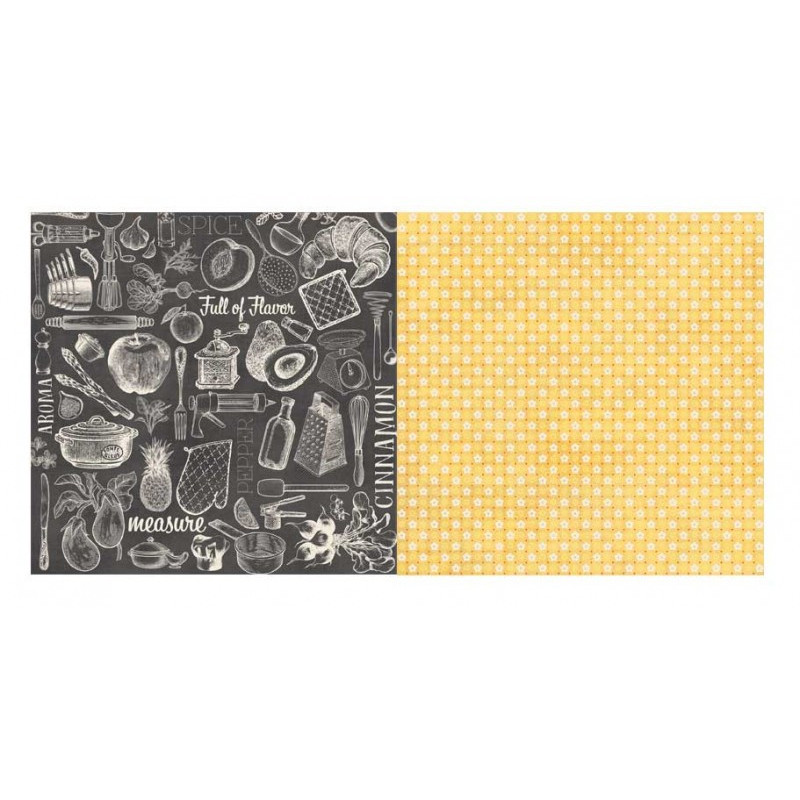 Bobunny Family Recipes 12 x 12 Scrapbook Paper - Family Recipes Cuisine
