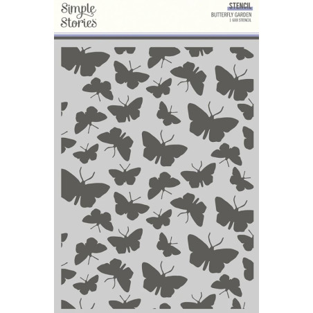 Simple Stories SIMPLE VINTAGE INDIGO GARDEN - 6X8 STENCIL - BUTTERFLY GARDEN