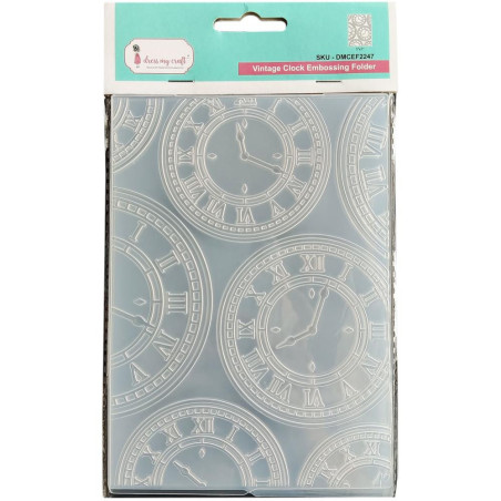 Dress My Craft 5"X7" Embossing Folder - Vintage Clock