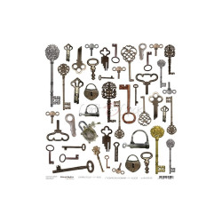 Craft O'clock 12 x 12 Scrapbook Paper Extras Cut Outs Sheet Keys
