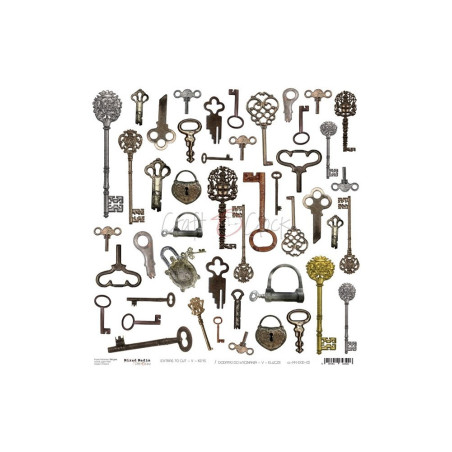 Craft O'clock 12 x 12 Scrapbook Paper Extras Cut Outs Sheet Keys