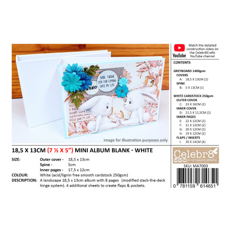 Celebr8 Mini Album Kit - White (185x130x50mm)
