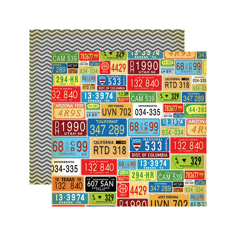 Carta Bella Cartopia 12 X 12 Scrapbook Paper - License Plates