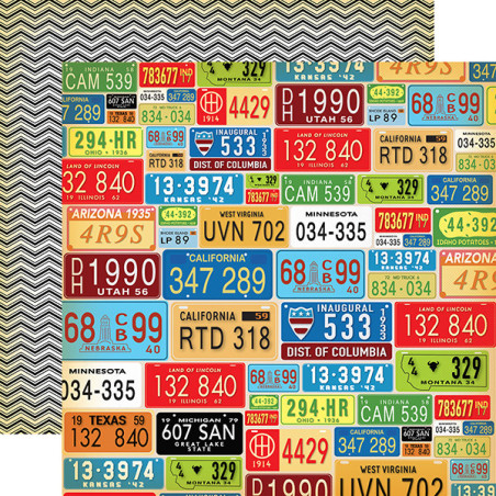 Carta Bella Cartopia 12 X 12 Scrapbook Paper - License Plates