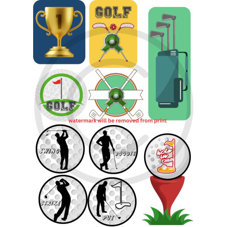 Scrapbook Studio Just Because Sport  Golf A4 Cut Out Sheet