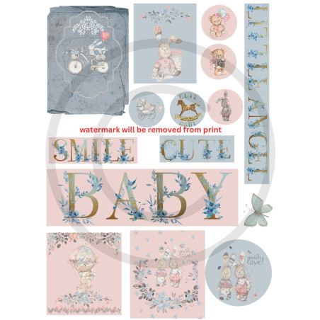 Scrapbook Studio Just Because Baby A4 Cut Out Sheet