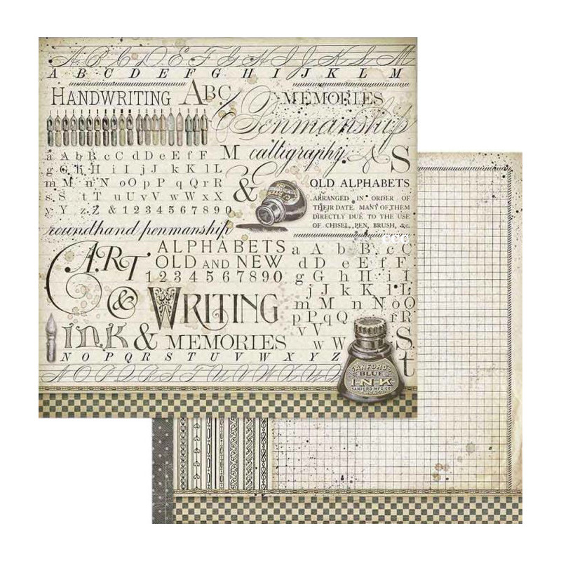 Stamperia 12 X 12 Scrapbook Paper Calligraphy Ink