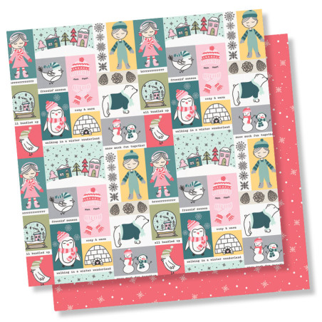 Simple Stories Freezin Season Paper - Frosty Friends