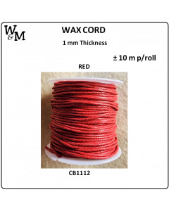 W&M Wax Cord - Red 10m P/Roll