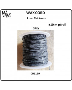 W&M Wax Cord Grey 10m P/Roll