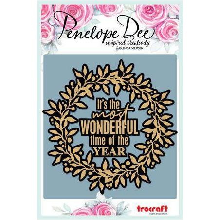 Penelope Dee Merlot Collection Laminated Engraved Embellishment  - Most Wonderful Time