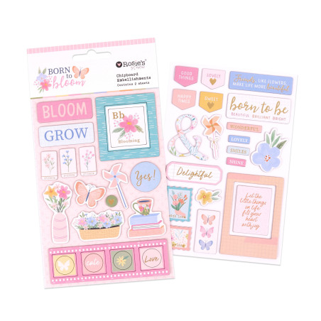Rosies Studio Born to Bloom Chipboard Embellishments