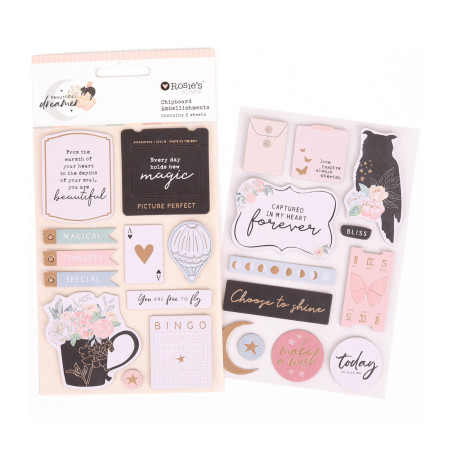 Rosies Studio Beautiful Dreamer Chipboard Embellishments