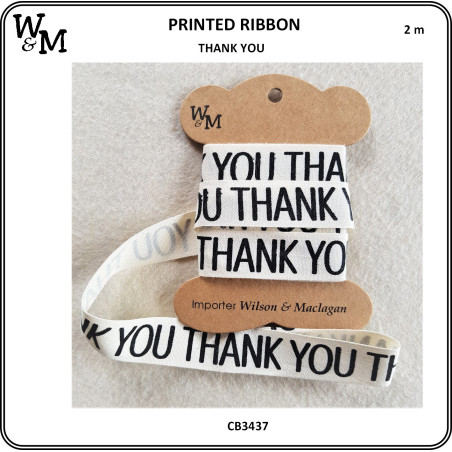 W&M Printed Ribbon -Thank you