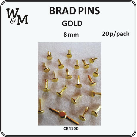 W&M Brad Pins - Gold 8mm