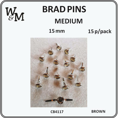 W&M Brads Pins Medium Brown x15