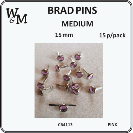W&M Brads Pins Medium Pink 8mm 15pcs