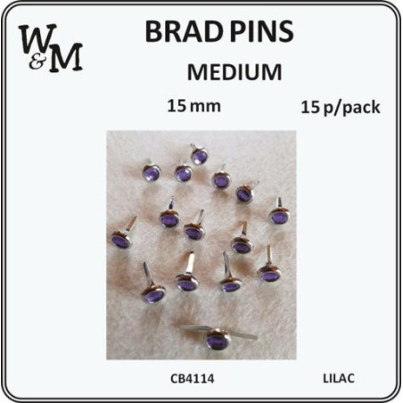 W&M Brads Pins Medium Lilac 8mm 15pcs
