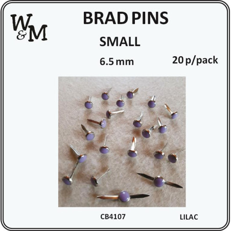 W&M Brads Pins Small Lilac 6.5mm 15pcs