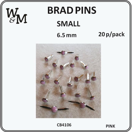 W&M Brads Pins Small Pink 6.5mm 20pcs