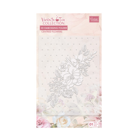Couture Creations Vintage Tea 3D Embossing Folder - Centred Flowers