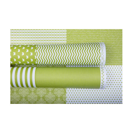 Lady Pattern Hello Cards Paper - Basic Essentials V1 Green Chartreuse