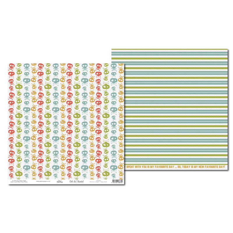 Lady Pattern Ooh La Limited Monster In Space Scrapbook Paper 12 x 12 - Happy Skulls