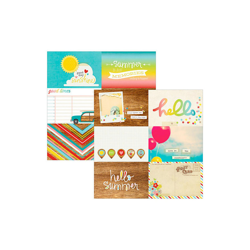 Simple Storie Good Day Sunshine 12 x 12 Scrapbook Paper 4x6 Horizontal Journaling Card Elements