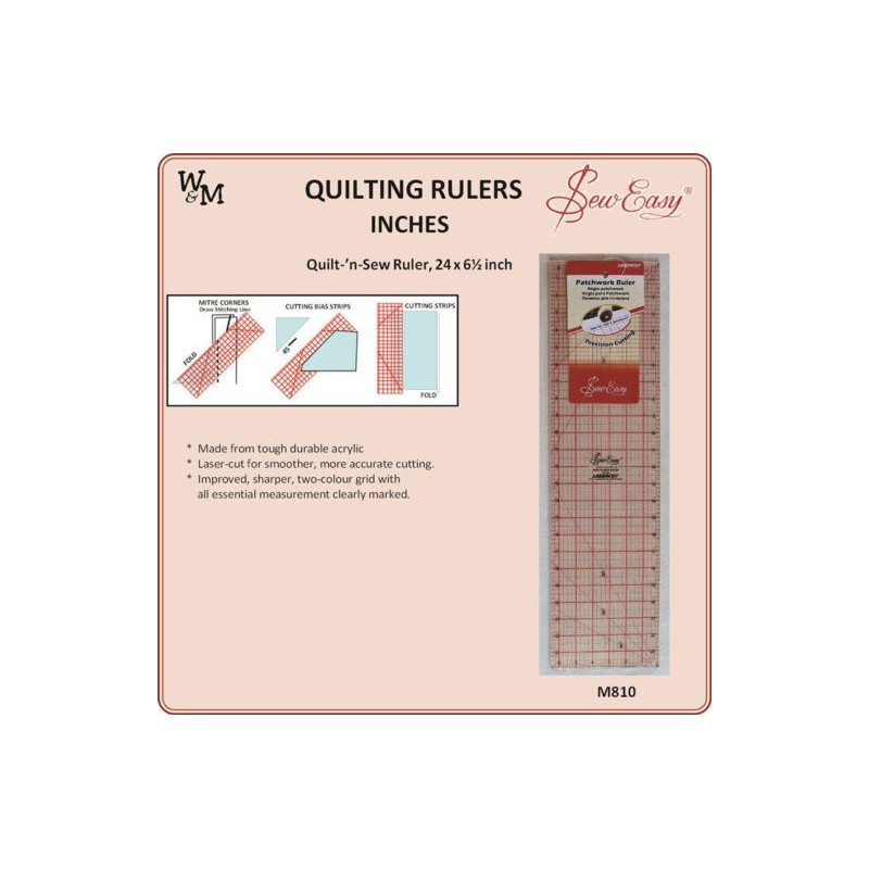 Sew Easy Quilt-n-Sew Ruler 24 x 6.5inch