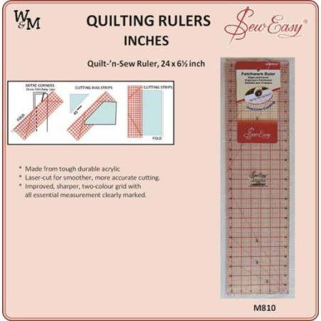 Sew Easy Quilt-n-Sew Ruler 24 x 6.5inch