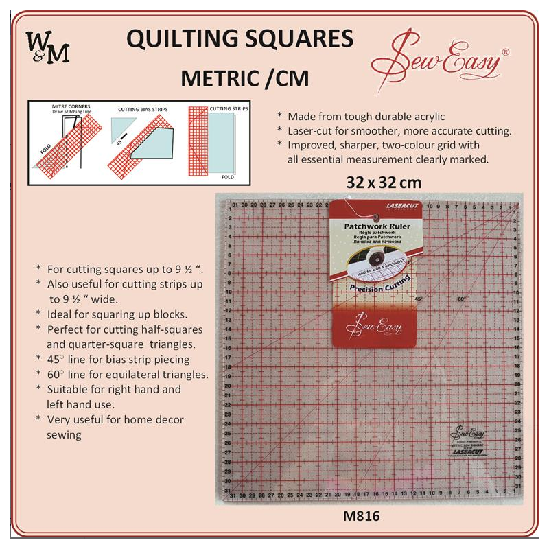 Sew Easy Square Metric 32 x 32cm Ruler