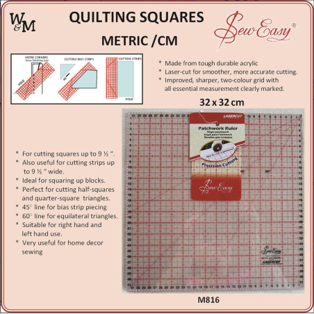 Sew Easy Square Metric 32 x 32cm Ruler