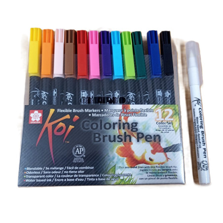Sakura Koi Colouring Brush Pen Set 12 piece + Free Blender