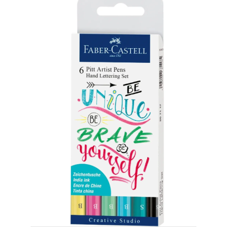 Faber-Castell Pitt Artist Pen Hand Lettering Set 6 pcs Pastels