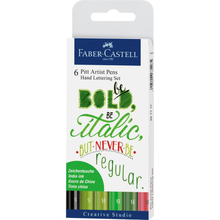 Faber-Castell Pitt Artist Pen Hand Lettering Set 6 pcs Greens