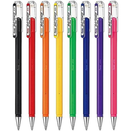Pentel Mattehop - Liquid Gel Rollerball Pens - 8 Colour Set