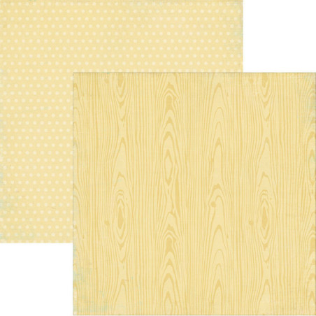 Simple Stories Hello Baby Paper - Yellow Wood/Dots