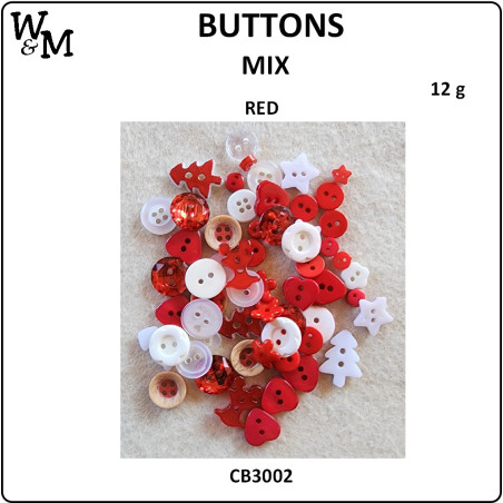 W&M Buttons - Red Mix