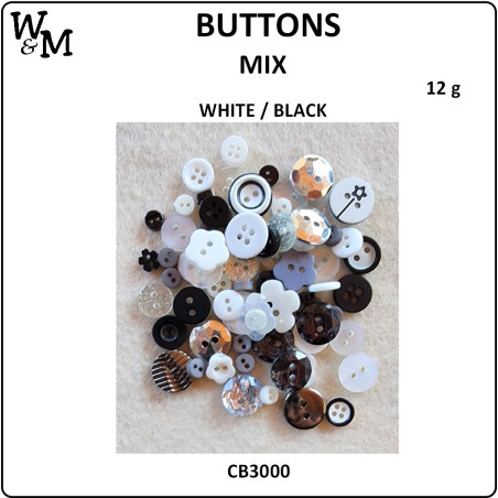 W&M Buttons - Black/White Mix