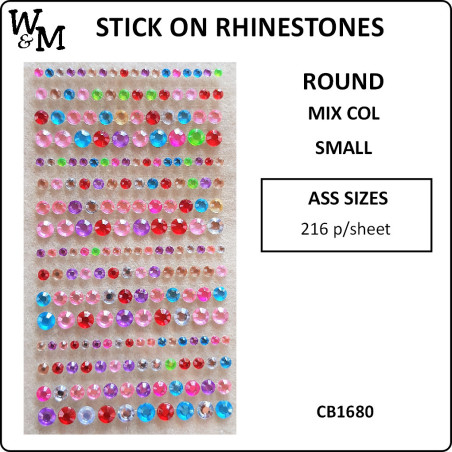 W&M Stick -on Rhinestones Mix Colours