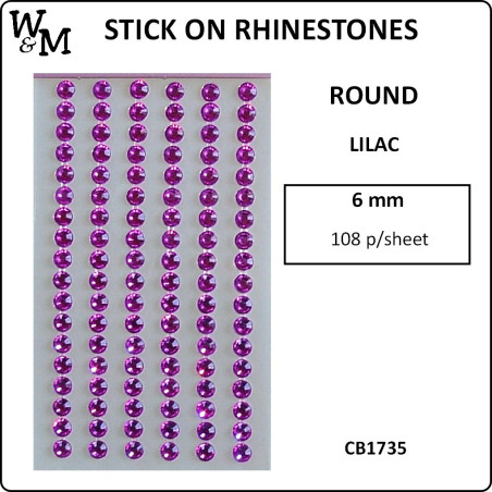 W&M Stick-On Rhinestones Lilac 6mm