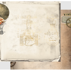 Uniquely Creative Steampunk Safari 12 x 12 Scrapbook Paper - Technical