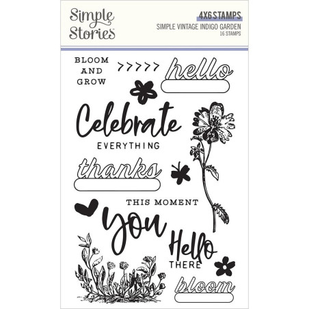 Simple Stories Clear Stamp - Simple Vintage Indigo Garden