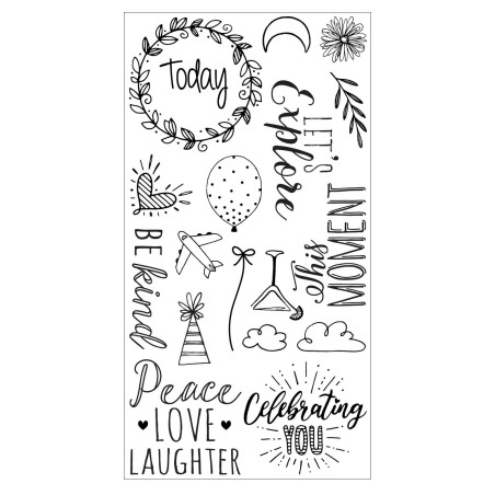 Sizzix Clear Stamp Everyday Sentiments -18pc