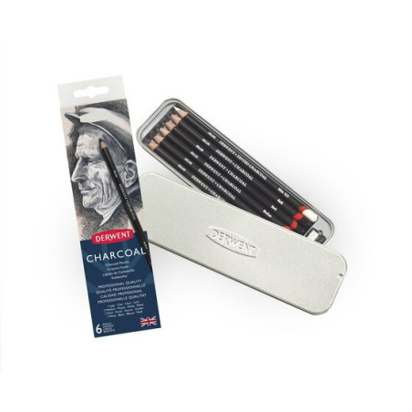 Derwent Charcoal 6 Pencils Tin